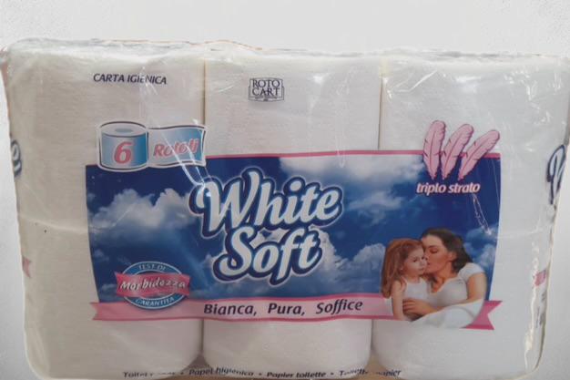 CARTA IGIENICA PURA CELLULOSA ROTOLINO WHITE SOFT 3 VELI 200 STRAPPI - CFX60 ROTOLI           