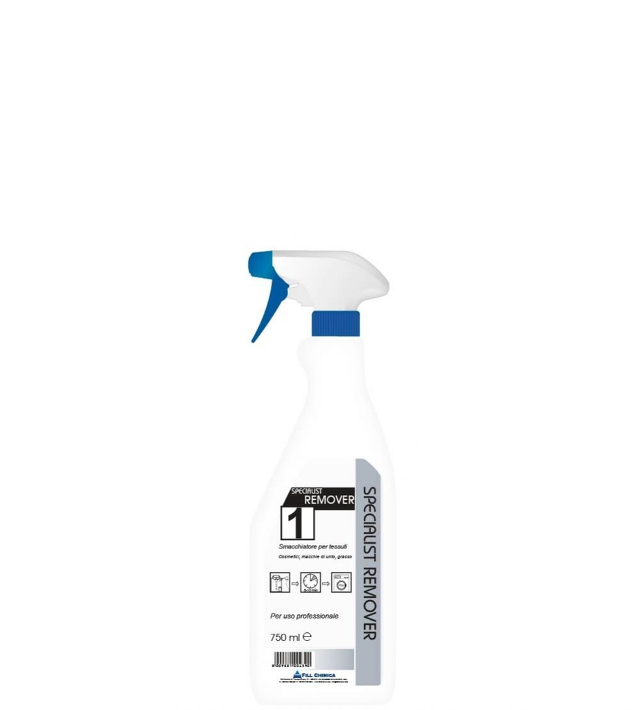 DET/FC SPECIALIST REMOVER N. 1 - Smacchiatore pre-trattante liquido per tessuti specifico per macchie di grasso, unto e cosmetici - ML 750 